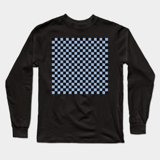 Wonky Checkerboard, Black and Light Blue Long Sleeve T-Shirt